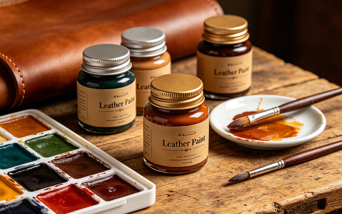 Professional liquid leather paint and brushes for customizing premium matte PU trading card albums with vivid colors.