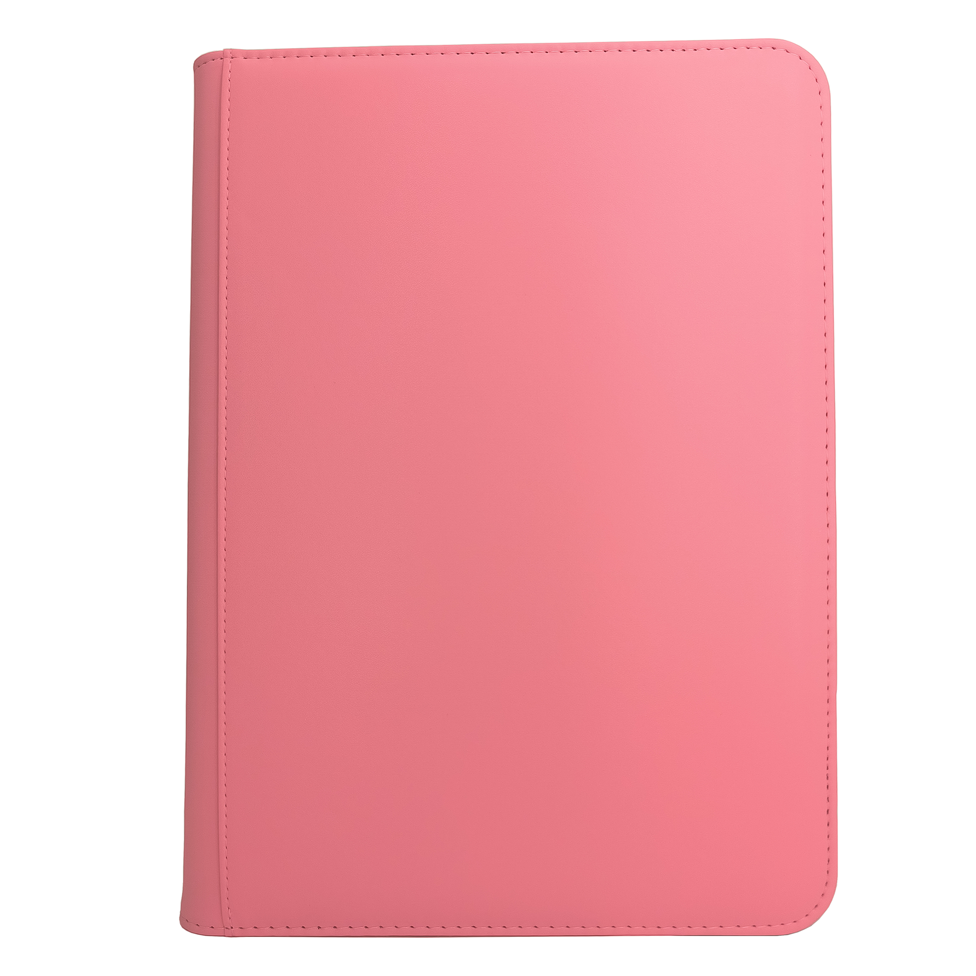 Blank pink matte PU TCG binder with 9-pocket 540-card capacity, perfect for DIY hand-painted art, front view.